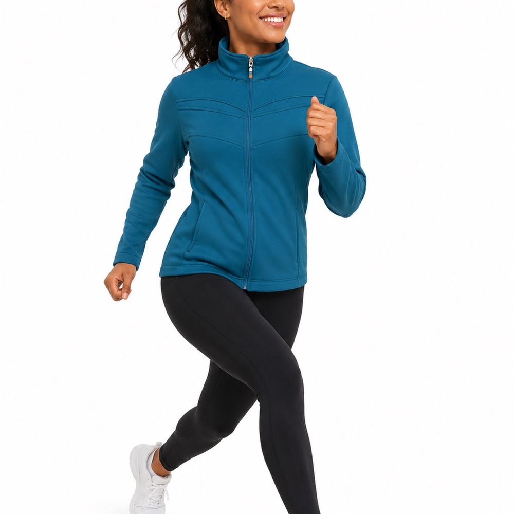 Lucy Teal Activewear Full Zip Fleece Lined Jacket Size Large